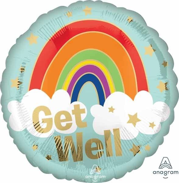 Get Well Gold Rainbow 18&quot; Mylar Balloon