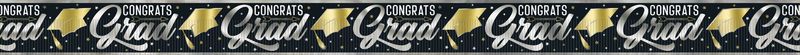 Stars &amp; Cap Grad Foil Fringe Banner 12ft