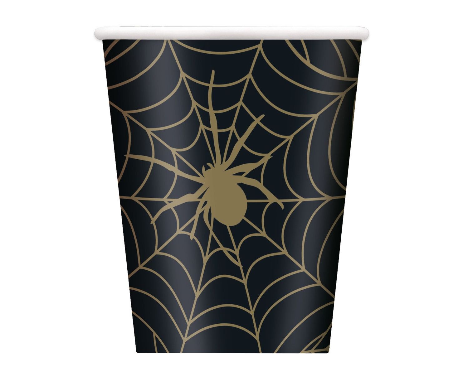 Black and Gold Spider Web 9oz Paper Cup