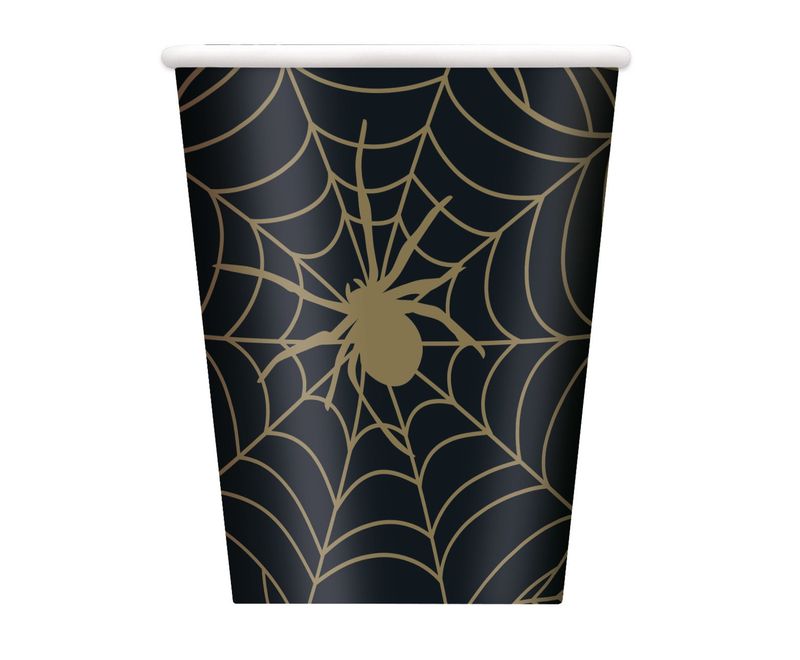 Black and Gold Spider Web 9oz Paper Cup