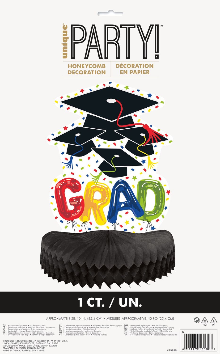 Grad Balloon Honeycomb Centerpiece 10&quot;