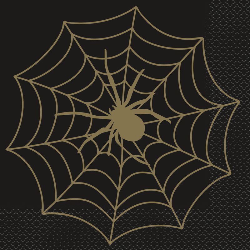 Black and Gold Spider Web Lunch Napkin