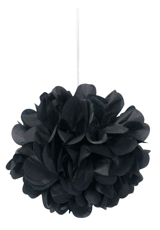 Black 9&quot; Puff Decorations (3)