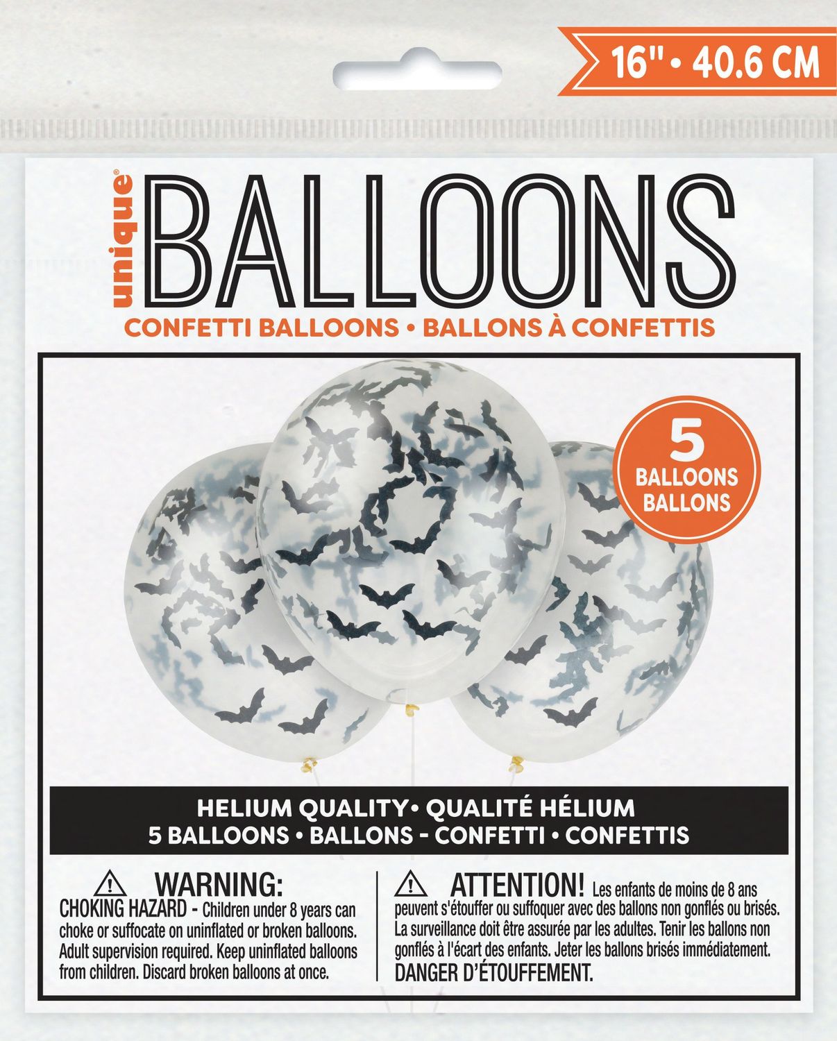 Clear 16&quot; Latex Balloons with Bats (5)