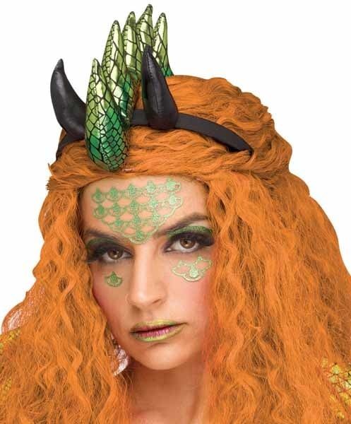 Green Fantasy Beast  Headband and Tattoo