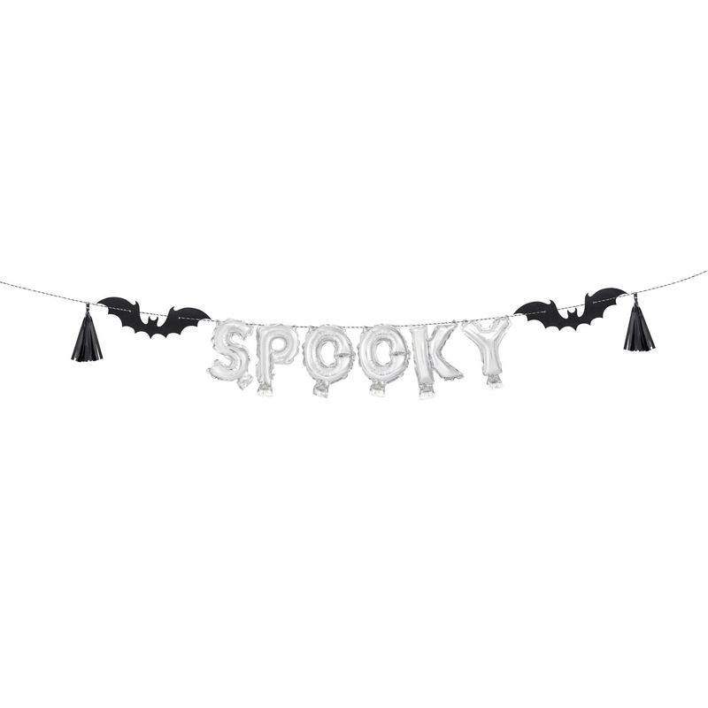 Spooky Foil Balloon Banner Kit With Bats 12FT