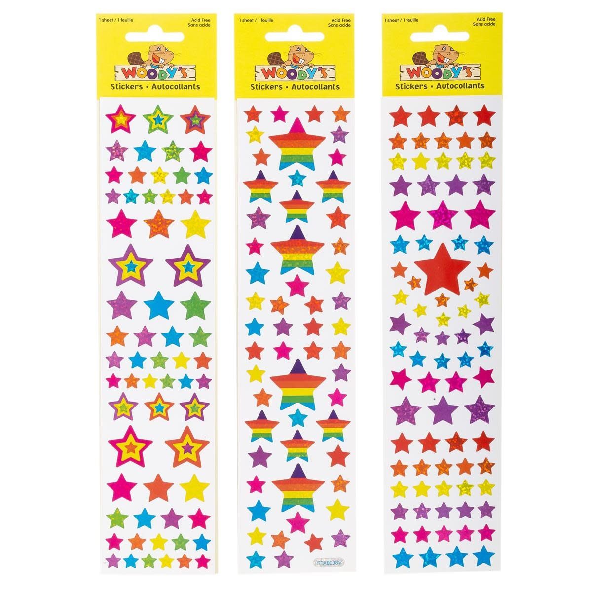 Woody&#39;s Stickers, Stars, 3 styles