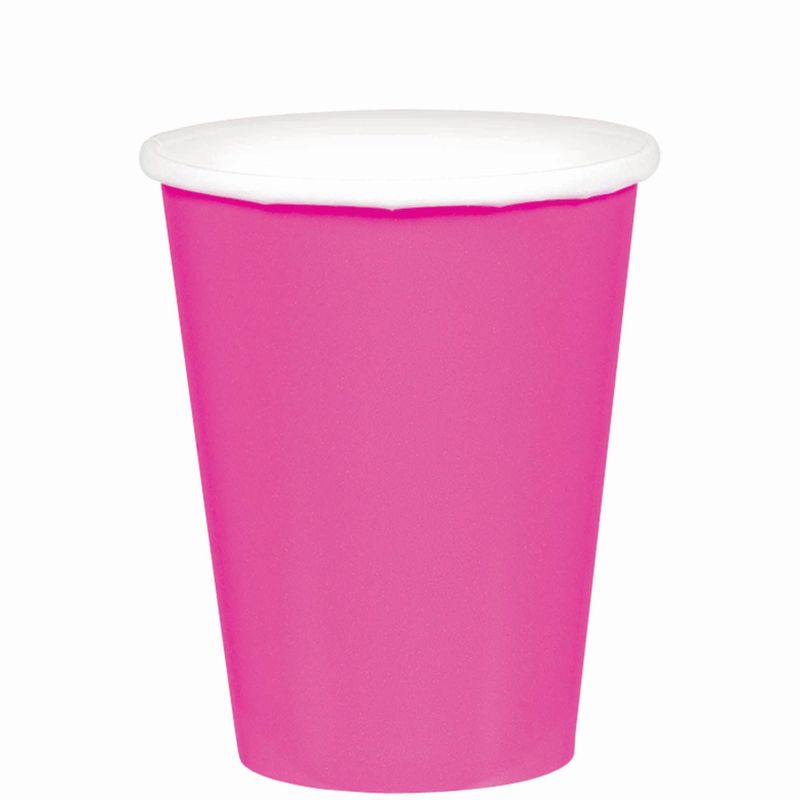 9 oz. Paper Cups, Mid Ct. - Bright Pink (20)