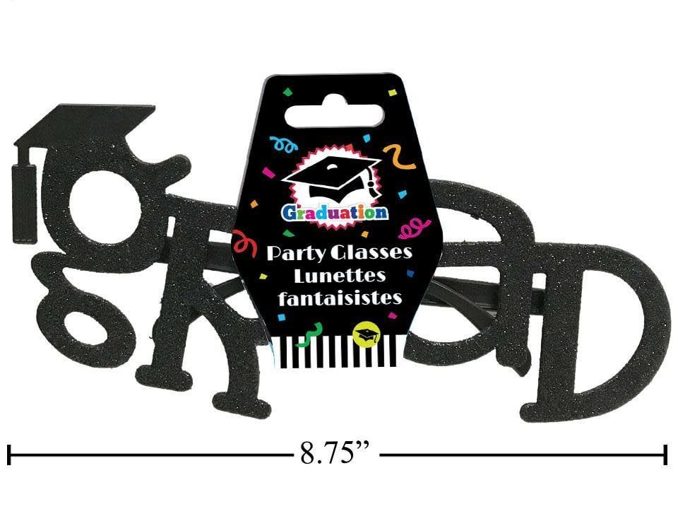 Graduation &quot;GRAD&quot; Party Glasses, Black