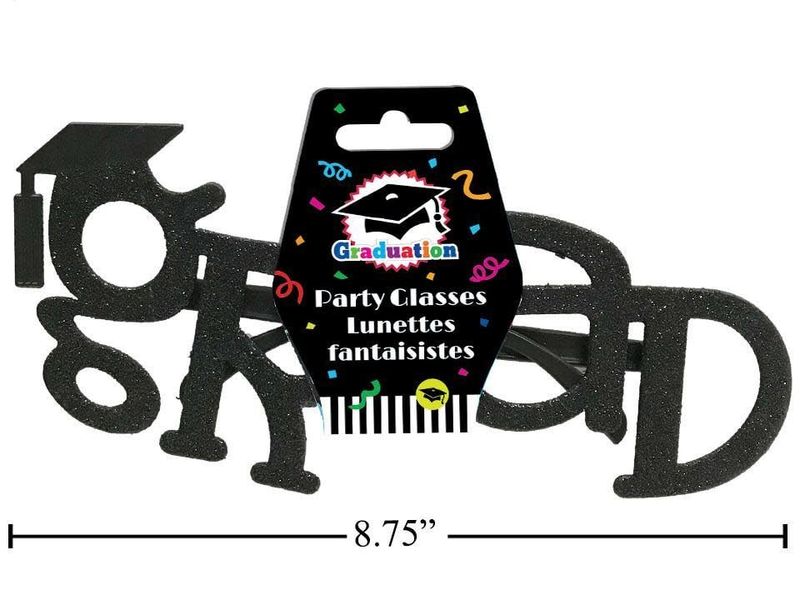 Graduation "GRAD" Party Glasses, Black