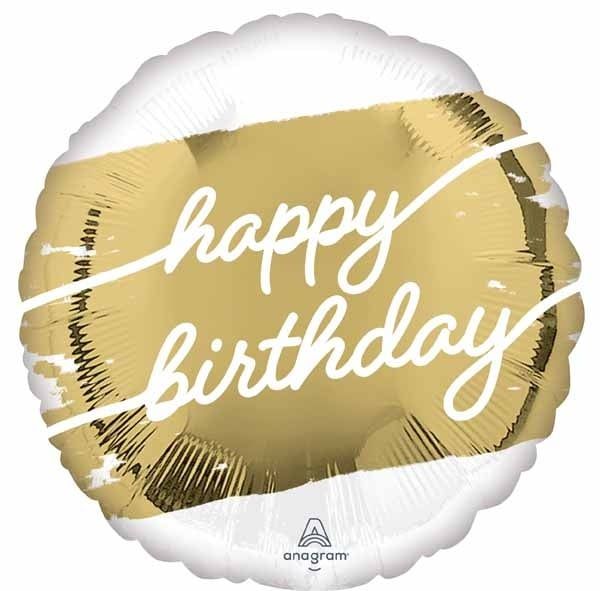 Golden Happy Birthday 18&quot; Mylar Balloon