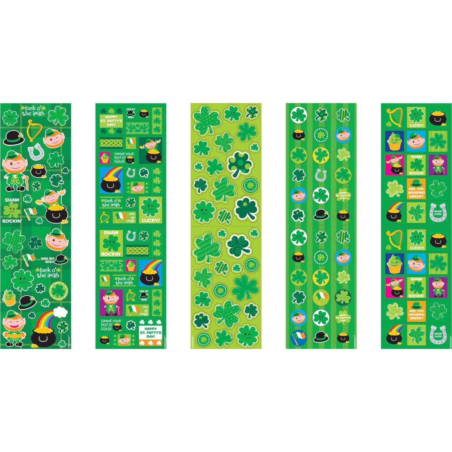 St. Patrick&#39;s Day Printed Paper Stickers 10 1/4&quot; x 3&quot; (5 sheets) over 350 stickers