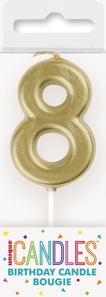 Mini Gold Pick Birthday Candle #8