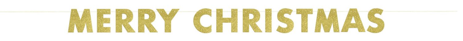 Gold Glitter Merry Christmas Banner 9FT