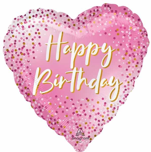 Happy Birthday Sparkle 18&quot; Heart Mylar Balloon