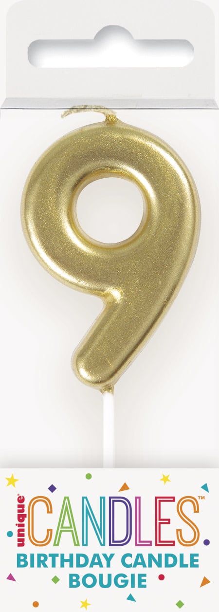 Mini Gold Pick Birthday Candle #9