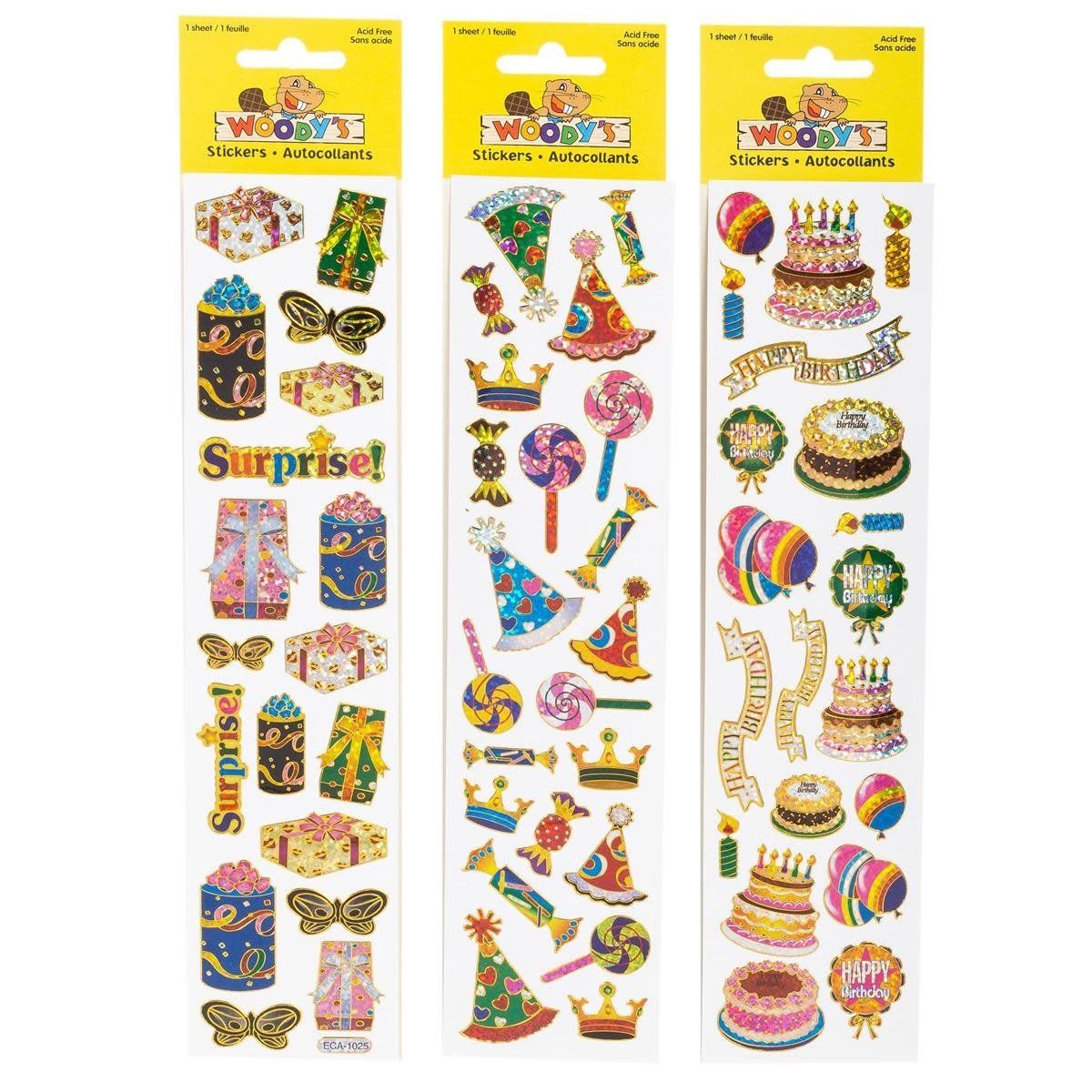 Woody&#39;s Laser Stickers, Party, 3 Styles