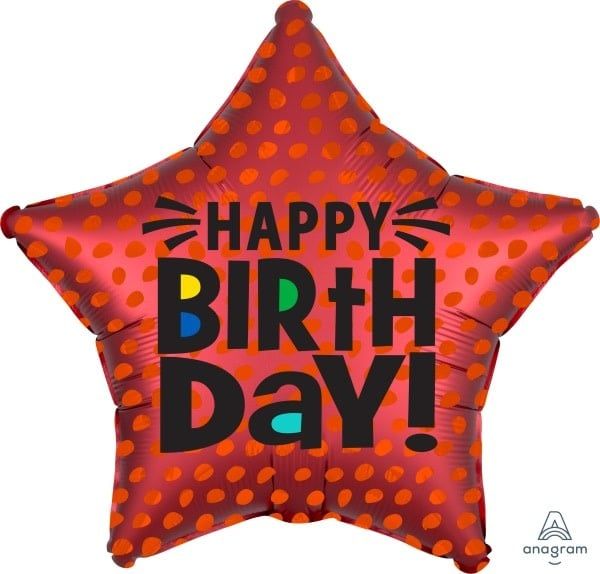 Red Happy Birth Day Star 19&quot; Mylar Balloon