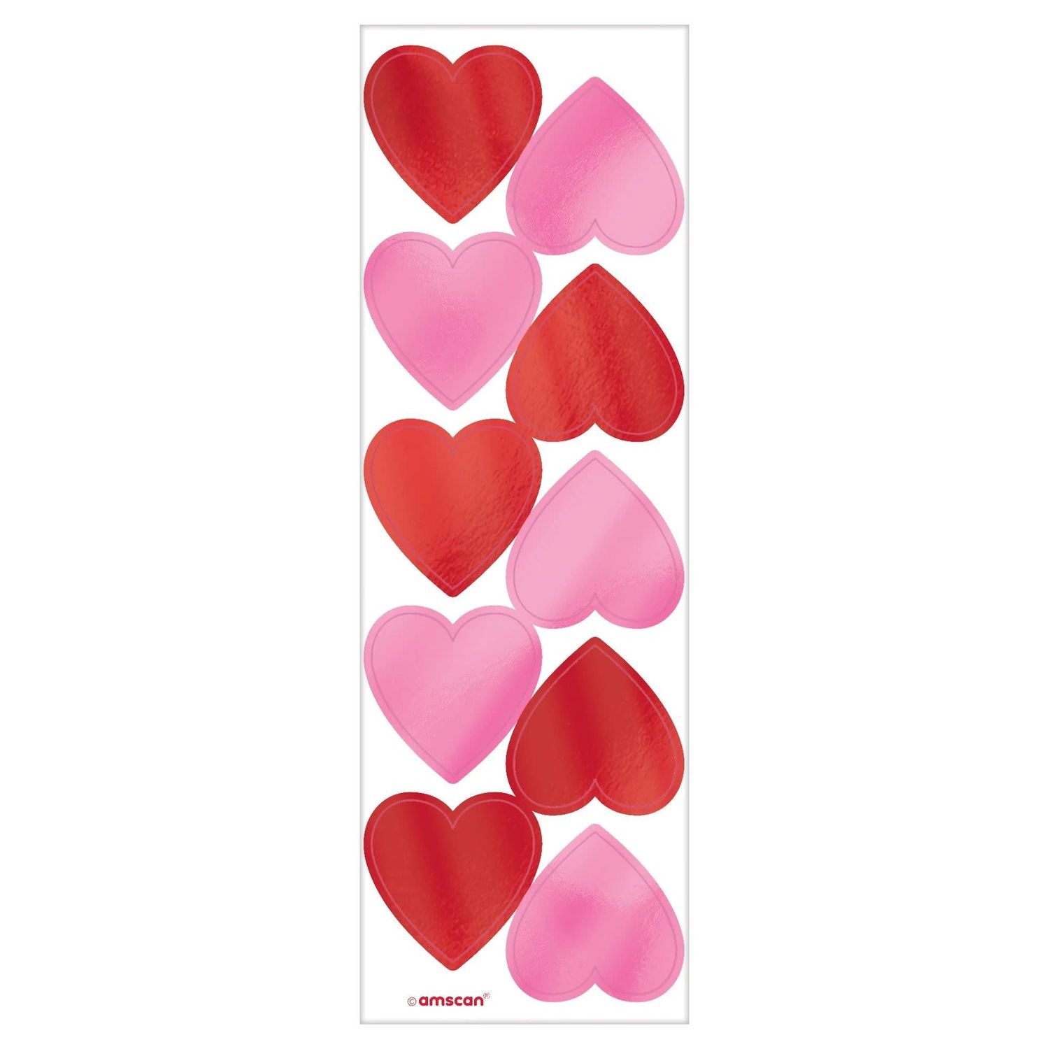 Valentine Foil Heart Stickers 1&quot; (6 Sheets of 10 Hearts)