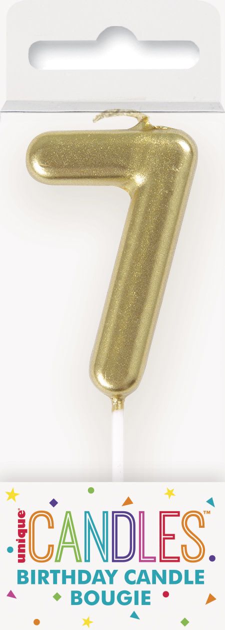 Mini Gold Pick Birthday Candle #7