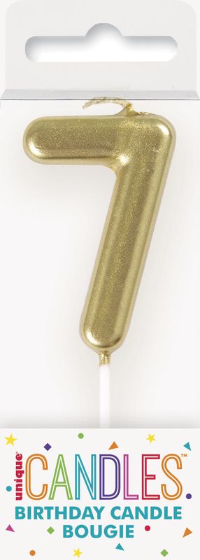 Mini Gold Pick Birthday Candle #7