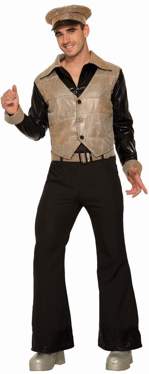 Men&#39;s Disco King Shirt with Attached Vest/Belt Standard Costume