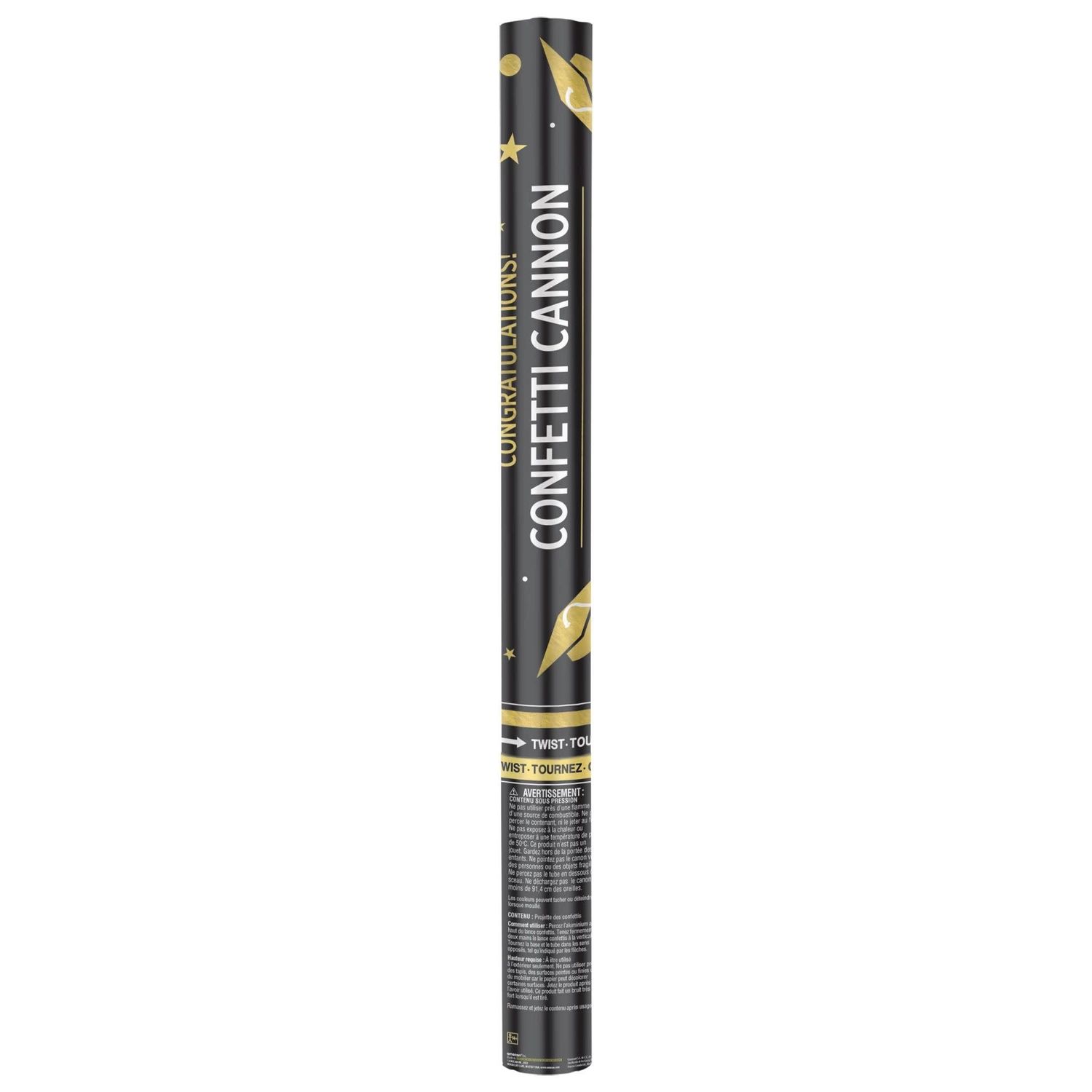 Grad Giant Confetti Cannon - Black, Silver, Gold 24&quot;