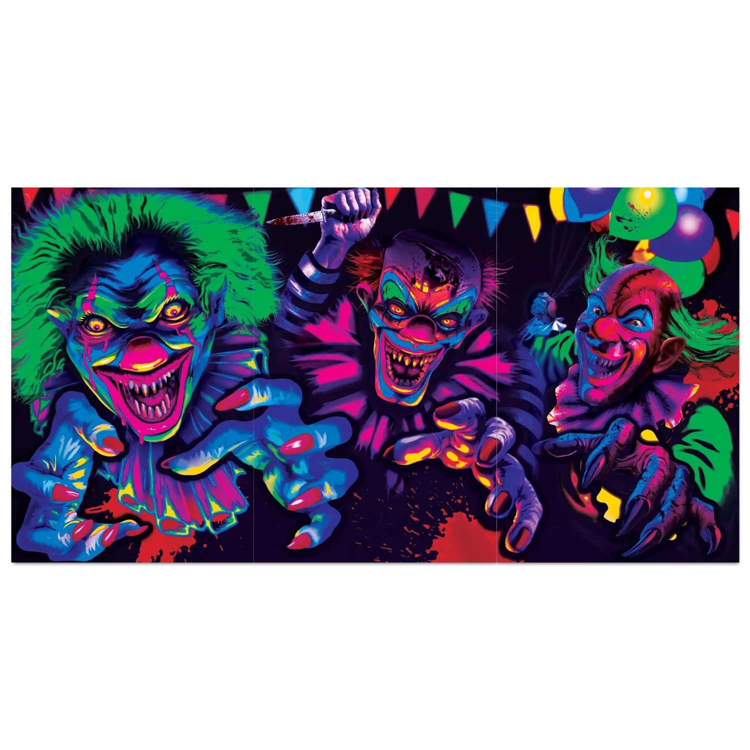 Creepy Carnival Horizontal Banner - Blacklight 65&quot; x 33 1/2&quot;
