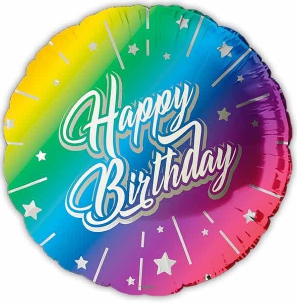 Happy BDay Rainbow Burst 18&quot; Mylar Balloon