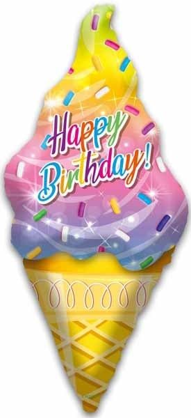 Happy Bday Icecream 42&quot; Shape Mylar Balloon