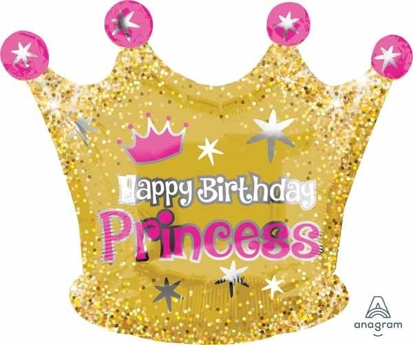 HBD Gold Crown JR Shape 20&quot; Mylar Balloon