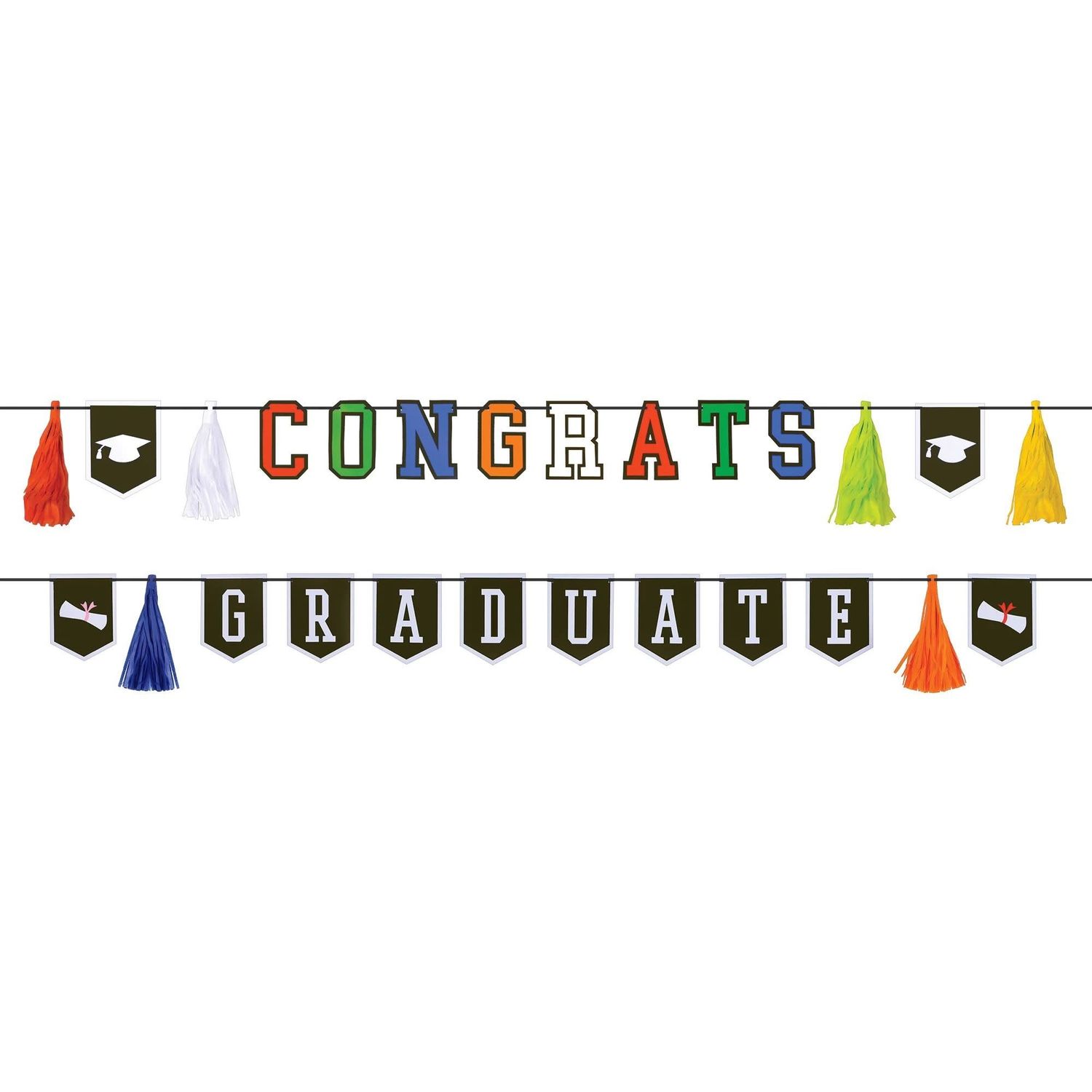 Congrats Graduate Pennant Banner Kit Multicolor (12&quot; x 10&#39;)