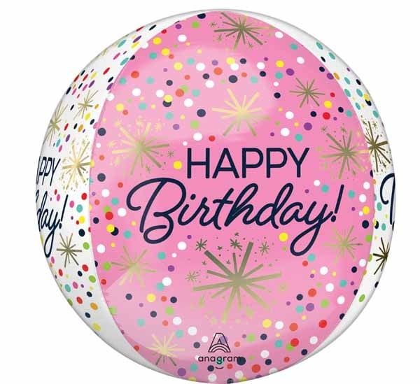 HBD Confetti Sprinkle ORBZ 16&quot; Mylar Balloon
