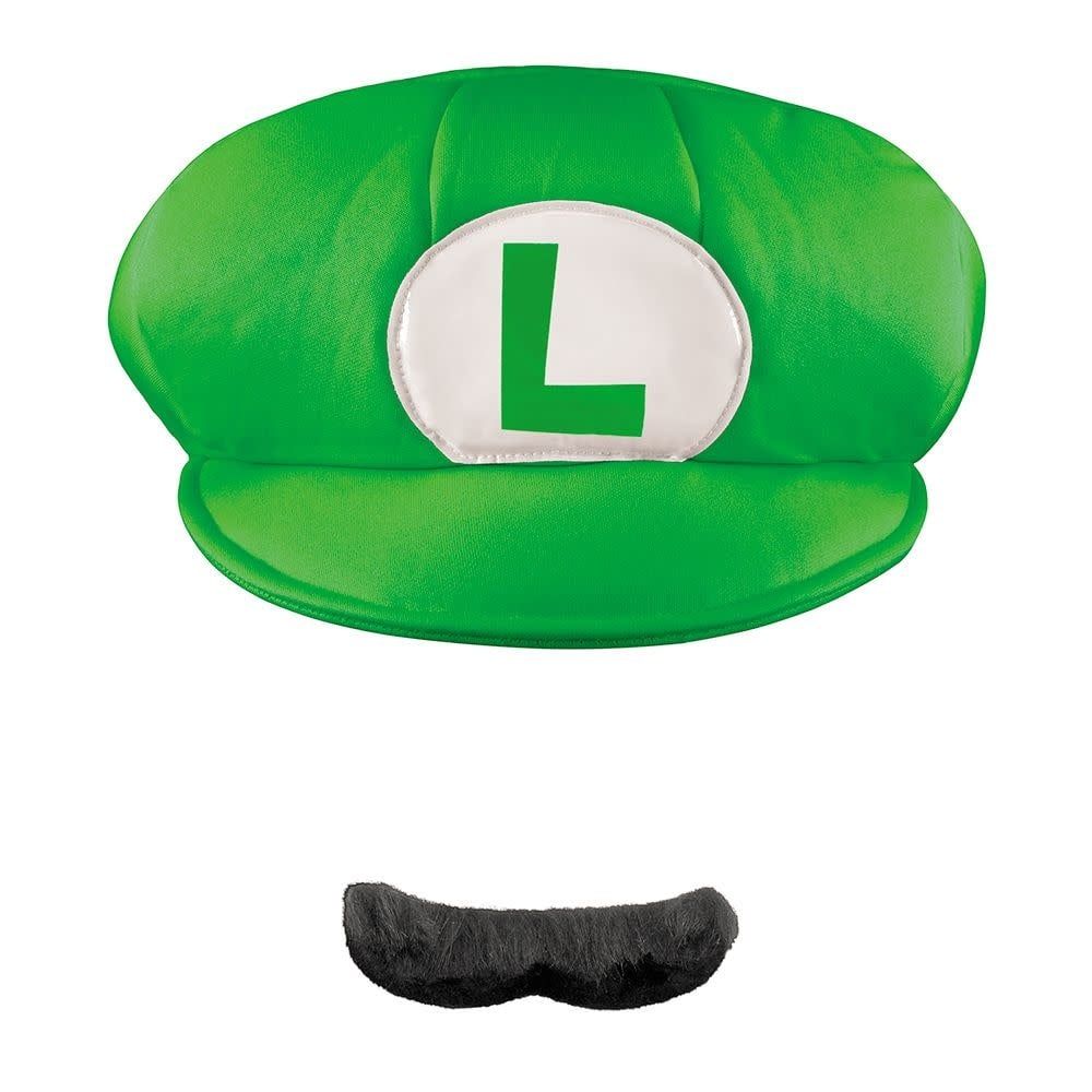 Luigi Adult Hat &amp; Mustache Super Mario Kit