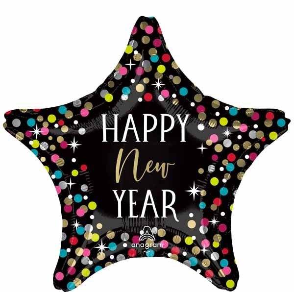 Happy New Year Confetti 19&quot; Star Mylar Balloon