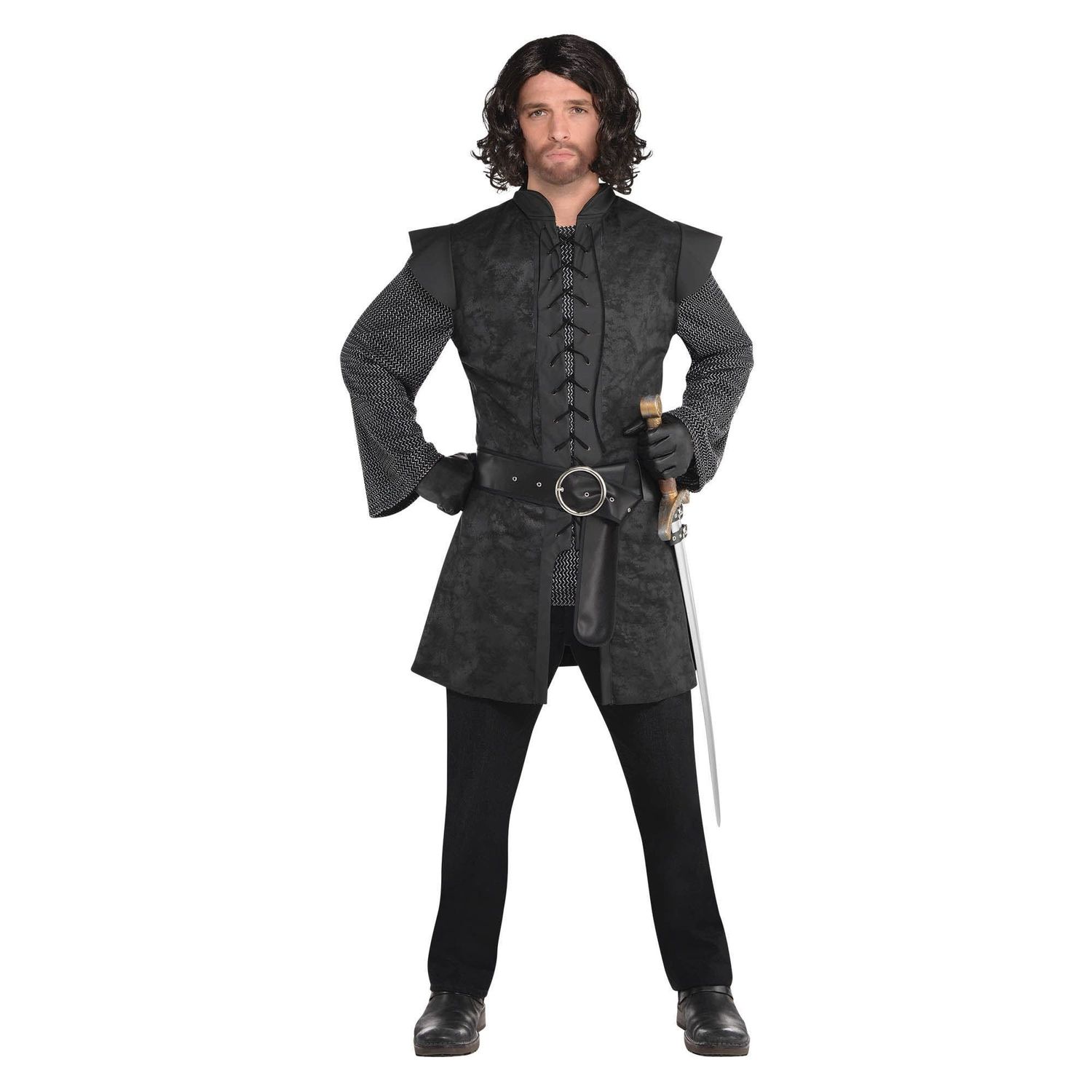 Men&#39;s Black Warrior Tunic - Adult Standard Costume  (Fits up to size 44)