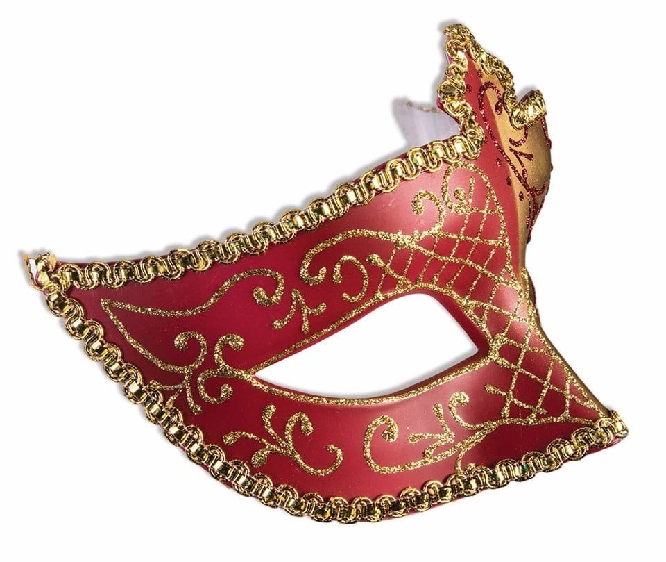 Gold/Red Eye Mask W/Ribbon