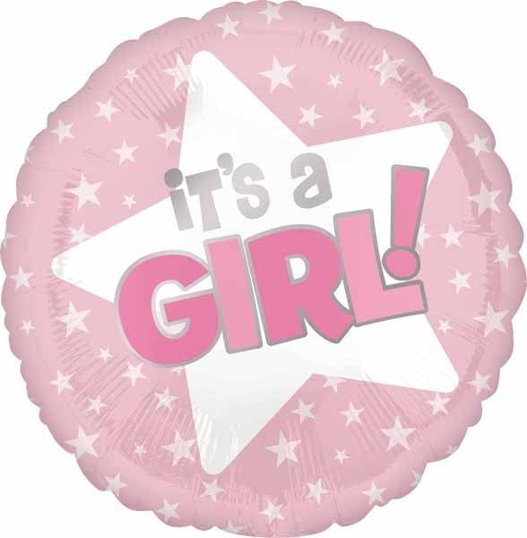 It&#39;s A Girl Pink Star 18&quot; Mylar Balloon