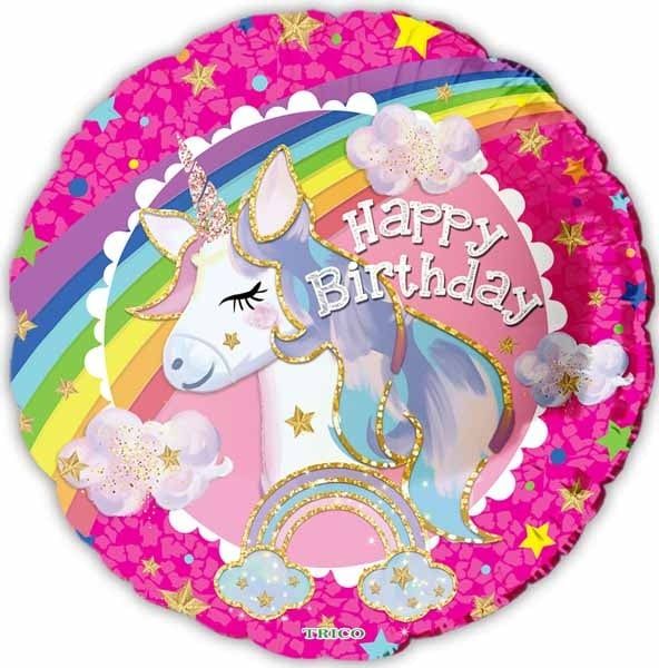 Happy BDay Unicorn 18&quot; Mylar Balloon