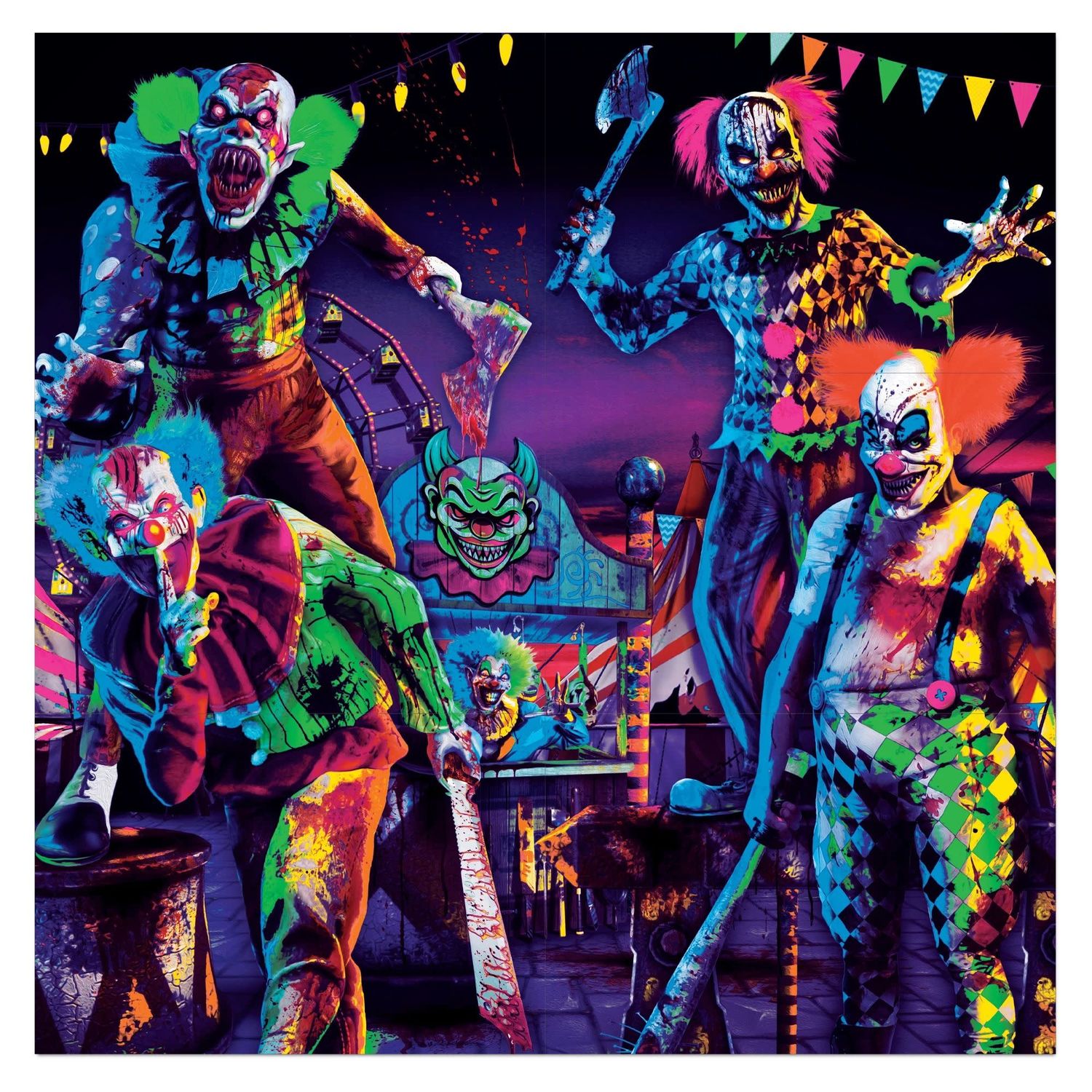 Creepy Carnival Backdrop - Blacklight 65&quot; x 65&quot;