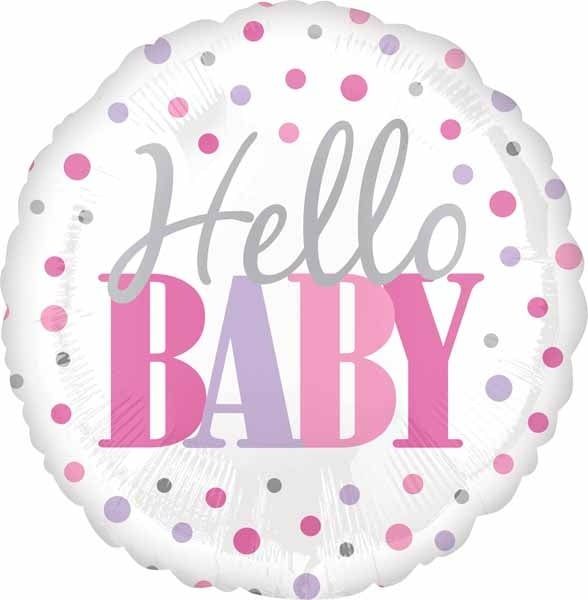 Hello Baby Pink Dots 18&quot; Mylar Balloon