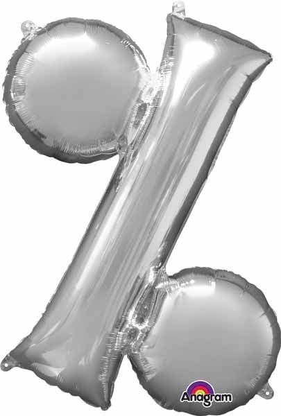 Silver Letter % Mylar 34&quot; Balloon