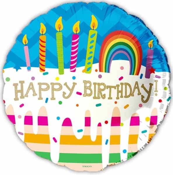 Happy BDay Rainbow Cake 18&quot; Mylar Balloon