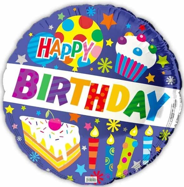 Happy BDay Cake &amp; Candles 18&quot; Mylar Balloon