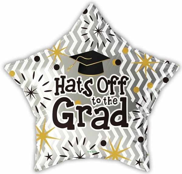 Hats Off Grad Star 18" Mylar Balloon