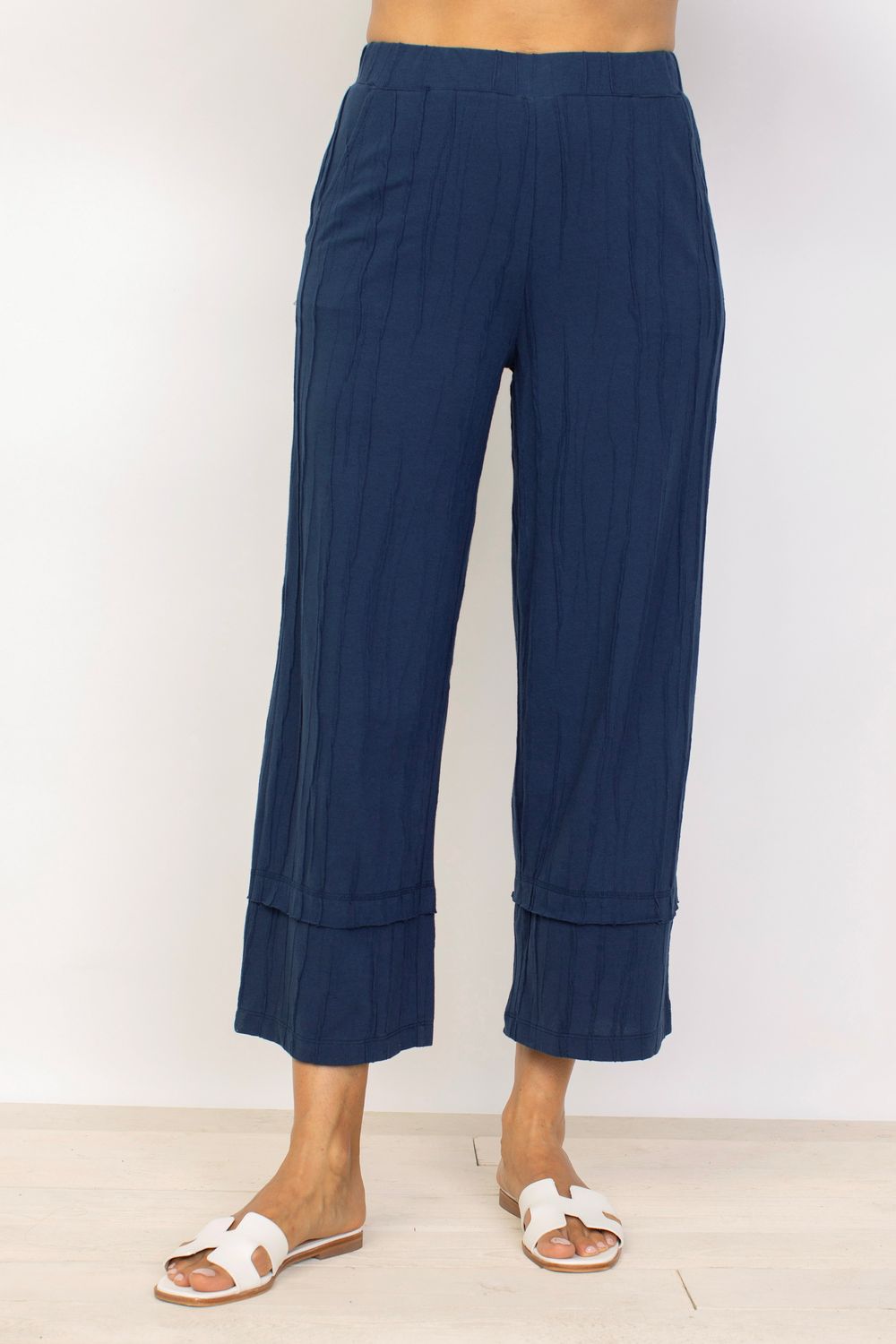 Pieced Hem Flood Pant 16571, Color: Navy, Size: M
