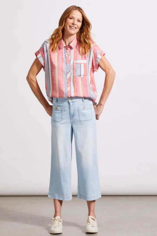 Tribal Brooke Hugging Wide Capri w/Patch  Pockets, Color: Frozen Berry, Size: 4