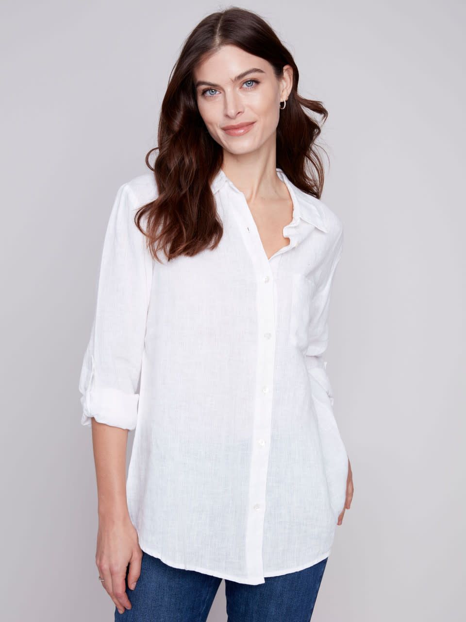 Charlie Button Front Linen Shirt C4542