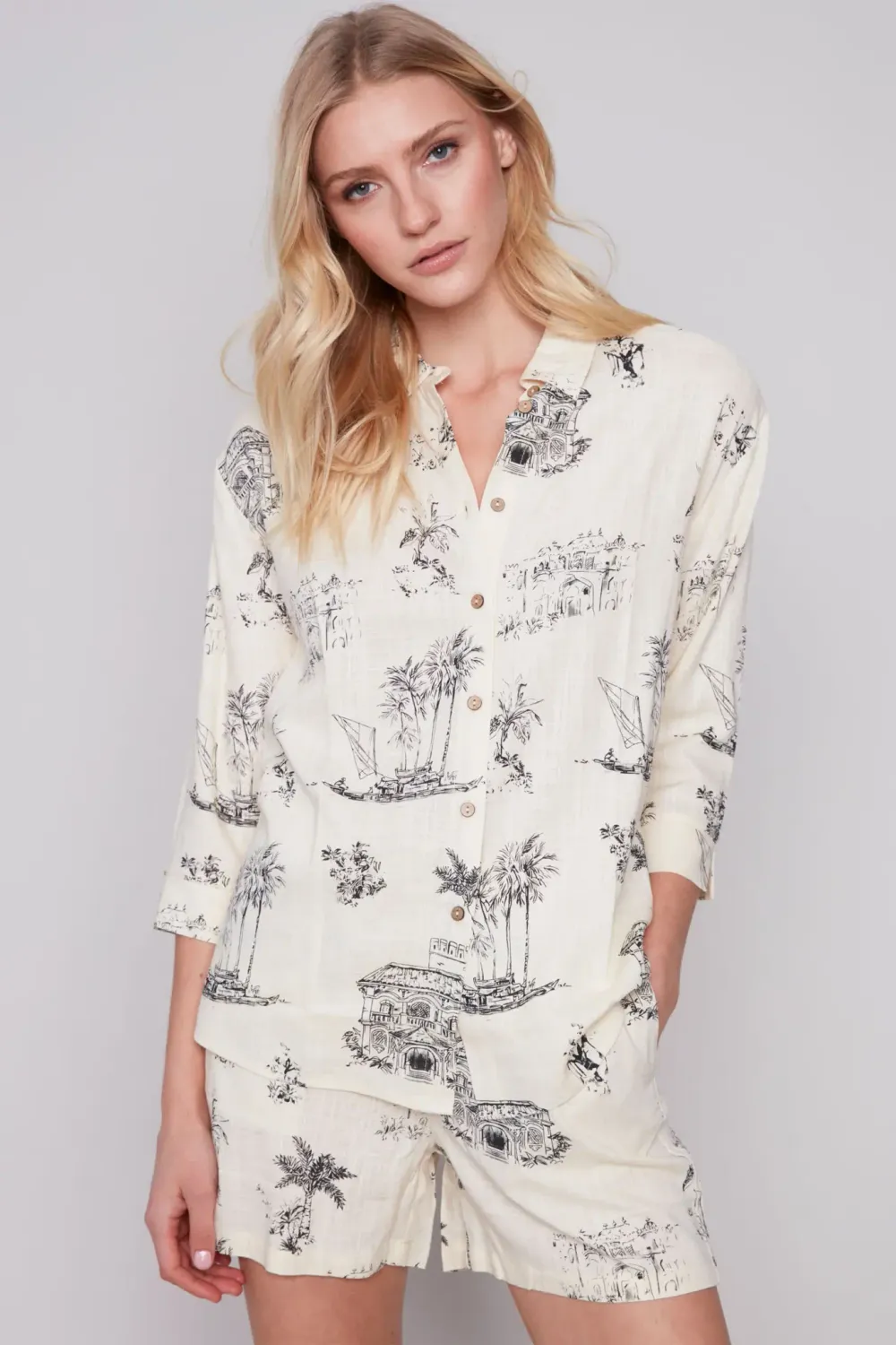 Charlie LS Collar Tunic Shirt C4546
