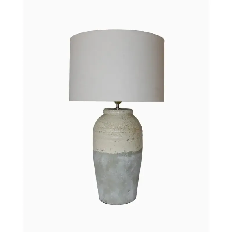 Yaki Ceramic Tall Lamp with Linen Shade